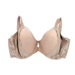Elomi Charley Bra Womens Size 34K Beige Fawn Lace Molded Cup Underwire Support
